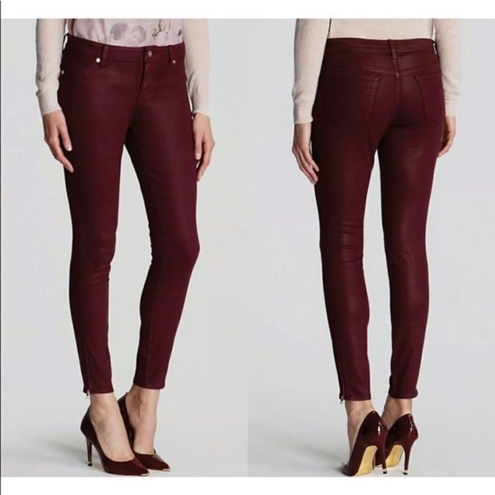 Ted Baker Annna Wax Finish Skinny Jeans Eggplant Purple‎ Sz 30
